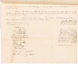 Signature page of ratified treaty with the Muscogee Creek, signed at Fort Gibson, Arkansas River, February 14, 1833.