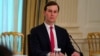 White House senior adviser Jared Kushner listens during a meeting with restaurant industry executives about the coronavirus response, in the State Dining Room of the White House, Monday, May 18, 2020, in Washington. (AP Photo/Evan Vucci)