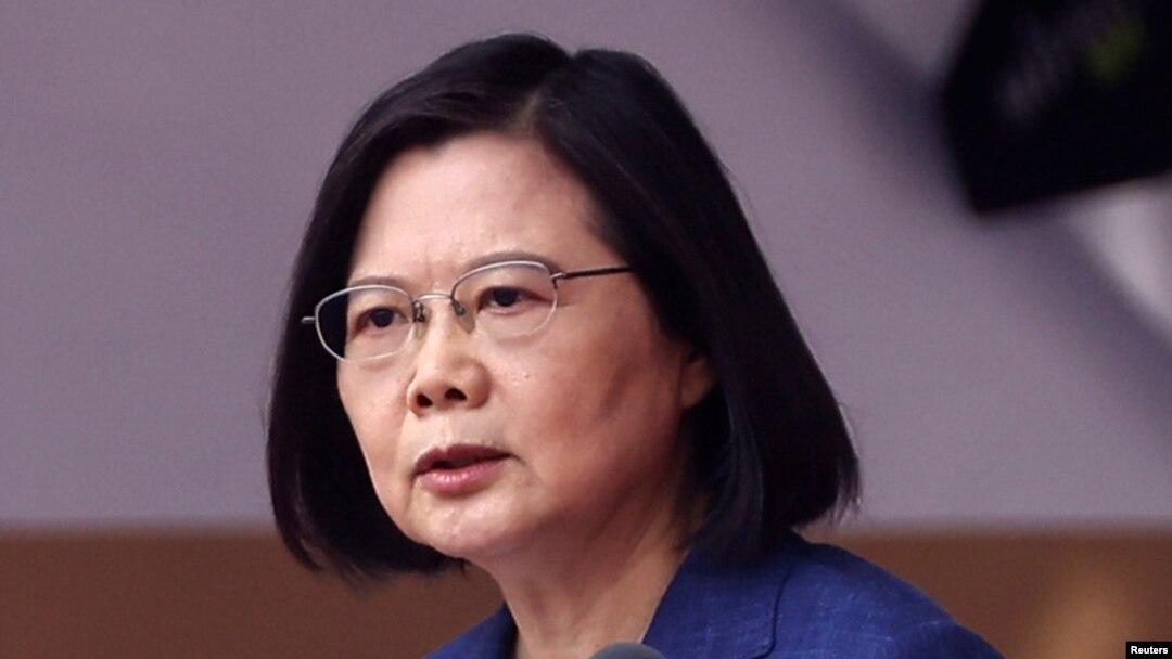 2021年10月10日，台湾总统蔡英文在双十国庆上讲话。