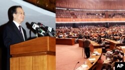 د چین وزیراعظم د اسلام آباد کې د پاکستان پارلیمان ته خطاب کوي