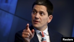 FILE - International Rescue Committee Chief Executive David Miliband speaks during a Reuters Newsmaker event in New York, May 29, 2015. The IRC said Feb. 7, 2018, that it would collaborate with computer giant Intel on a job training program for refugees in Germany.