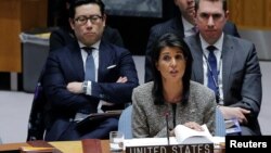 "Nuestras decisiones sobre política migratoria deben ser tomadas siempre por estadounidenses y solo por estadounidenses", dijo la embajadora de Estados Unidos ante las Naciones Unidas, Nikki Haley