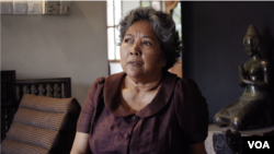 Ros Sopheap, Executive Director of Gender and Development for Cambodia (GADC), was at home, having a week off from work to settle her upcoming retirement plan, in Phnom Penh, July 6, 2021. (Khan Sokummono/VOA Khmer)