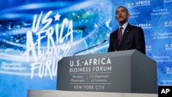 President Barack Obama speaks at the U.S.-Africa Business Forum at The Plaza Hotel in New York, Sept. 21, 2016. Addressing forum participants, Obama said Africa is "home to some of the fastest-growing economies in the world."