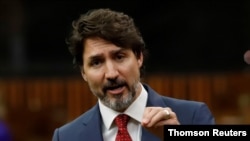 Perdana Menteri Kanada Justin Trudeau berbicara saat duduk di komite Covid-19 di Ottawa. (Foto: Reuters)