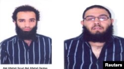 Pictures of Abd Alfattah So'ud Abd Alfattah Dardas, and Tareq Ali Mahmoud Al Shara'a, two of 11 suspects detained by security forces, are seen in this handout photo, October 21, 2012.