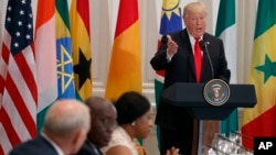 President Donald Trump speaks during a luncheon with African leaders at the Palace Hotel during the United Nations General Assembly in New York, Sept. 20, 2017.