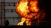 Rescue workers extinguish a fire of a burning electrical substation hit by a Russian bombing in Dnipropetrovsk region, Ukraine, Sept. 2, 2024.