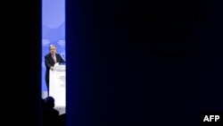 O Secretário-Geral da ONU, António Guterres, discursa durante a reunião anual do Fórum Económico Mundial, em Davos, a 22 de janeiro de 2025.