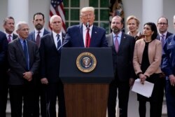 President Donald Trump speaks during a news conference on the coronavirus, in the Rose Garden at the White House, March 13, 2020, in Washington.