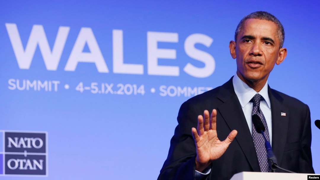 Tổng thống Mỹ Barack Obama phát biểu tại 1 cuộc họp báo kết thúc Hội nghị Thượng đỉnh NATO ở Newport, xứ Wales, 5/9/2014.