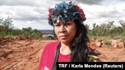 Indigenous leadership Marcia Guajajara poses for a photo in indigenous land Santuario dos Pajes in Brasilia, Dec. 3, 2017. 