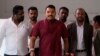 Presidential candidate Namal Rajapaksa arrives for a meeting along with his supporters in Colombo, Sri Lanka, Sept. 5, 2024. 