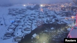 A rescue helicopter view shows the aftermath of a landslide at a residential area in Ask village, about 40km north of Oslo, Norway December 30, 2020.