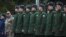 Russian conscripts called up for military service line up before their departure for garrisons, in Bataysk in the Rostov region, Russia, Oct. 20, 2024.