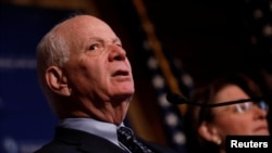 FILE - Senator Ben Cardin (D-MD) speaks at a press conference on the need for increased government transparency at the Capitol in Washington, D.C., U.S. March 15, 2017.