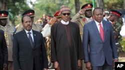 Rais Hassan Sheikh, Somalia, Muhammadu Buhari, Nigeria na mwenjeji wao Uhuru Kenyatta wa Kenya.