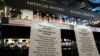 A paper notice lists the removal of bottles of U.S. alcohol from the shelves of a Liquor Control Board of Ontario (LCBO) store, as part of retaliatory moves against tariffs announced by U.S. President Donald Trump, in Toronto, Canada, March 4, 2025.