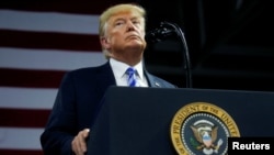 U.S. President Donald Trump speaks at a Make America Great Again rally at the Civic Center in Charleston, West Virginia, Aug. 21, 2018.