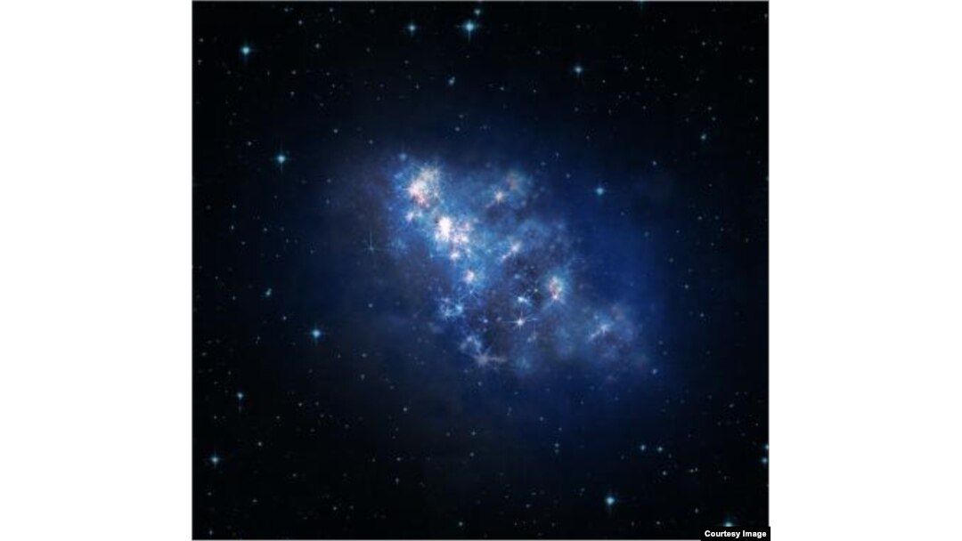 An artist's rendition of the newly discovered most distant galaxy z8_GND_5296. (Credit: McDonald Observatory)