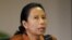 Menteri BUMN Rini Soemarno dalam sebuah konferensi pers di Jakarta (4/9). (Reuters/Nyimas Laula)