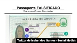 Passaporte revelado pela empresária angolana