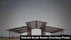 Only the steel skeleton of the school is standing so far. The conflict in South Sudan has forced Rebuild South Sudan to put the project on hold.