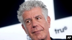 Anthony Bourdain is seen at the 2017 Turner Upfront in New York City, May 17, 2017.