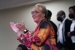 The Rev. Gina Stewart, senior pastor of Christ Missionary Baptist Church, leads a worship service Dec. 5, 2021, in Memphis, Tenn.