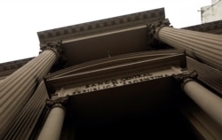 FILE - An entrance to the Central Bank of the Argentine Republic is pictured in Buenos Aires, Argentina, Oct. 28, 2019.