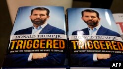 The book "Triggered: How the Left Thrives on Hate and Wants to Silence US," by Donald Trump Jr. is viewed in a bookstore in Manhattan on Nov. 5, 2019 in New York City. 