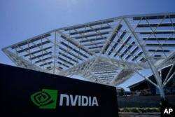 A Nvidia Corporation sign is shown in Santa Clara, California on May 31, 2023. (AP Photo/Jeff Chiu)