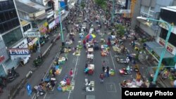 Jalan Jenderal Sudirman, Salatiga, Jawa Tengah pada hari pertama penataan Pasar Pagi Salatiga, 24 April 2020. (Foto: Jatengprov.go.id)