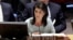 The new U.S. Ambassador to the U.N., Nikki Haley, addresses a Security Council meeting of the United Nations, Feb. 2, 2017.