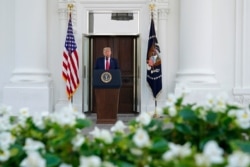 President Donald Trump speaks during a news conference on the North Portico of the White House, Sept. 7, 2020, in Washington.