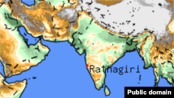 Map of Ratnagiri District, India where Myanmar latest king Thibaw's Tomb located.