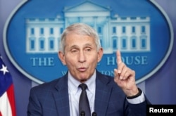 Dr. Anthony Fauci speaks about the omicron coronavirus variant case, which was detected in California, during a press briefing at the White House in Washington, Dec. 1, 2021.