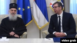 Patrijarh SPC Irinej i predsednik Srbije Aleksandar Vučić na sastanku u Predsedništvu (izvor: sajt Predsedništva Srbije)