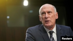 Director of National Intelligence Dan Coats testifies to the Senate Intelligence Committee hearing about "worldwide threats" on Capitol Hill in Washington, Jan. 29, 2019. 