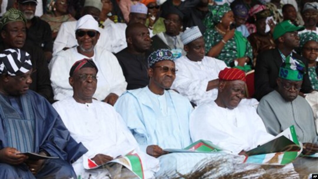 Tsohon Shugaban Najeriya, Janar Muhammadu Buhari da sauran jami'an jam'iyyar hamayya ta APC, mai adawa a Najeriya. 
