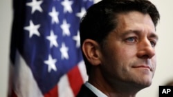 House Speaker Paul Ryan of Wis., listens during a news conference about Harvey relief efforts after a meeting with House Republicans, Sept. 6, 2017, on Capitol Hill in Washington. 