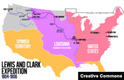 Map of Lewis and Clark expedition from the Mississippi River to the Pacific Ocean, 1804-1806.