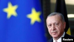 رجب طیب اردوغان، رئیس جمهور ترکیه، برای دیدار با رئیس شورای اروپا وارد بروکسل در بلژیک شده است. آرشیو، ۹ مارس ۲۰۲۰