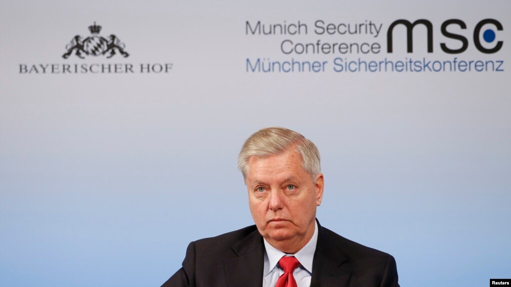 Thượng nghị sĩ South Carolina Lindsey Graham tại Hội nghị An ninh Munich, Đức, ngày 19/02/2017.