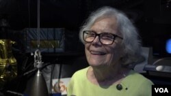 Sue Finley, 80, is still working at NASA's Jet Propulsion Laboratory in Pasadena, California. She started there in 1958 as a human "computer," calculating trajectories for rockets. (M O'Sullivan/VOA)