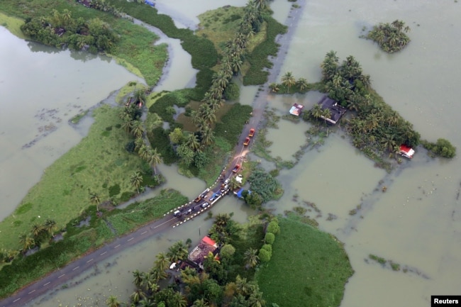 ທັດສະນີຍະພາບສ່ວນນຶ່ງຂອງລັດເຄຣາລາໃນພາກໃຕ້ຂອງອິນເດຍ ທີ່ບໍ່ຖືກນໍ້າຖ້ວມ ໃນວັນທີ 19 ສິງຫາ 2018