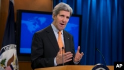 FILE - U.S. Secretary of State John Kerry at the State Department in Washington, Jan. 16, 2014.