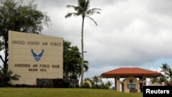 美國位於關島的安德森空軍基地正門。（2017年8月11日）