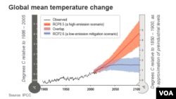 Global mean temperature change
