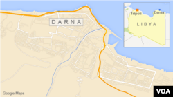 Map of Libya showing Darna